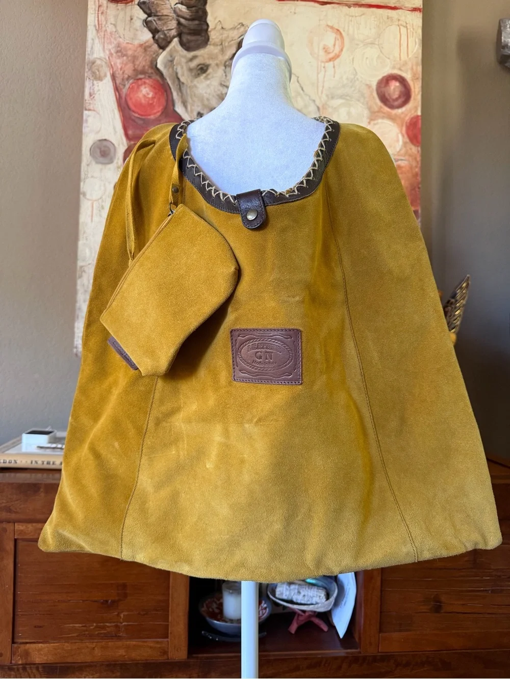 Gianni Notaro Italian Suede Hobo Bag - Mustard Made in Italy Shoulder Bag